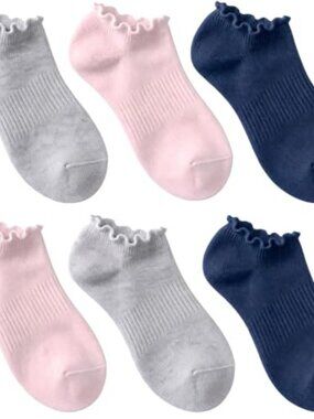 6 Pairs No Show Socks for Women Ruffle Socks Cute Ankle Socks